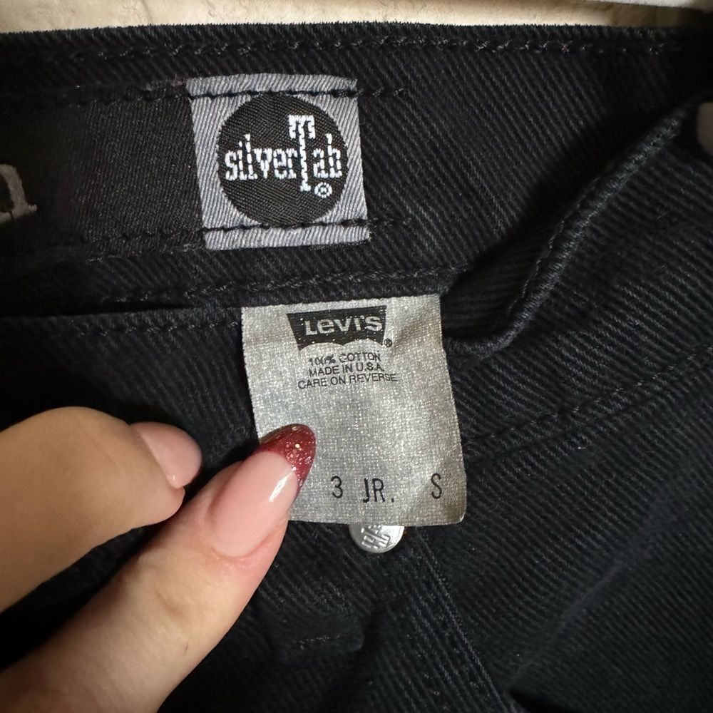 Vintage Silver Tab Levi's Jeans‎ Slim Straight Leg Black High Rise USA Sz 26 - Picture 5 of 7